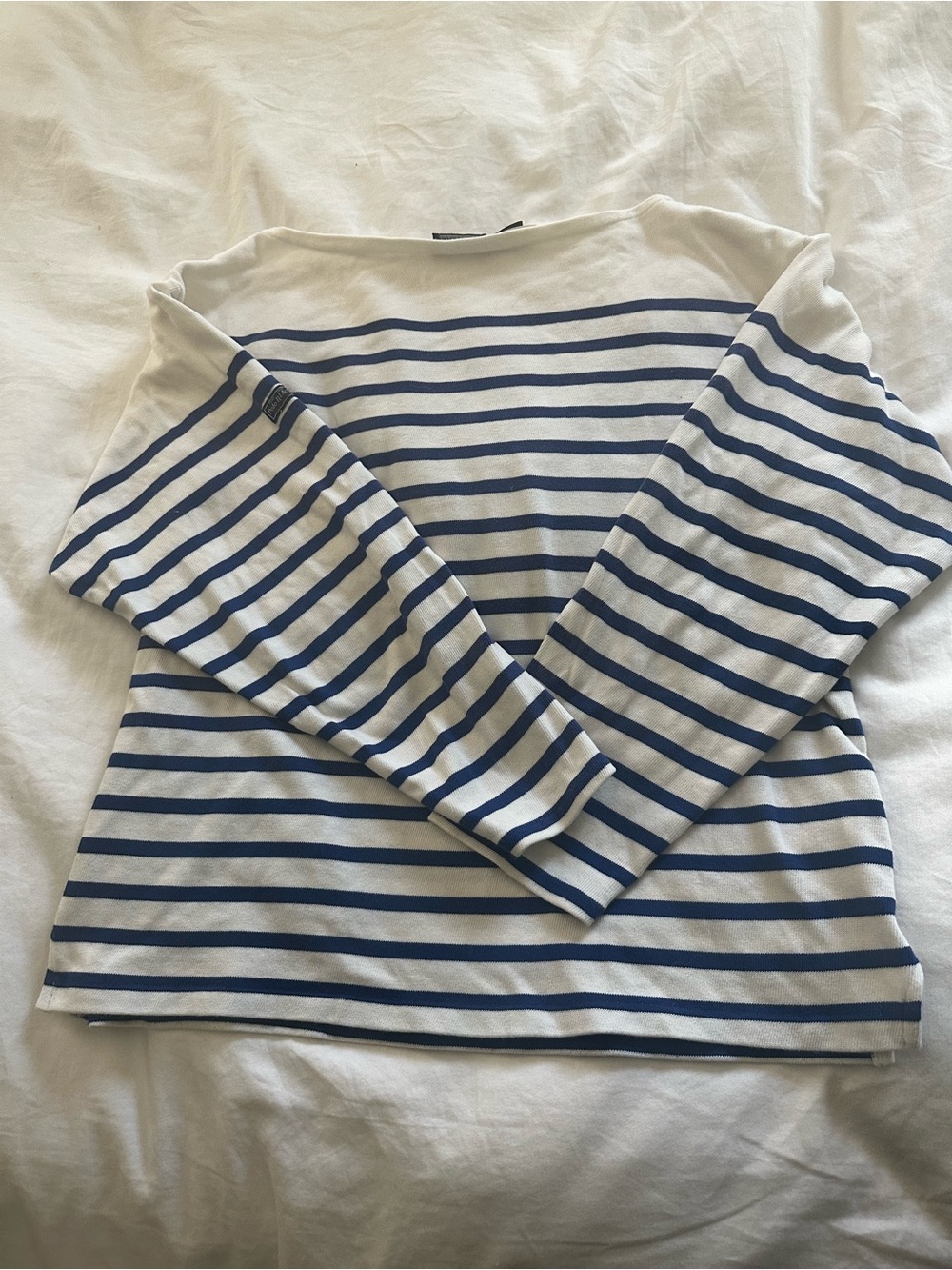 Polo by Ralph Lauren White and Blue Striped Long Sleeve Knit Tee